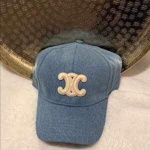 Blue Denim Cap with Cream Logo